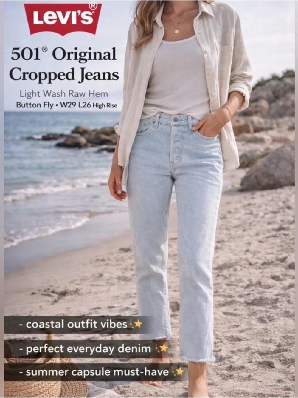 501 Levi's Light Blue High-Rise Straight Jeans Sz W25 - Picture 3 of 15